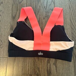 Alo yoga black pink coral sports bra size small